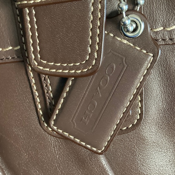 Like New Vintage Brown/Lavender Coach F13732 Soho Pleated Leather Satchel - Picture 7 of 9